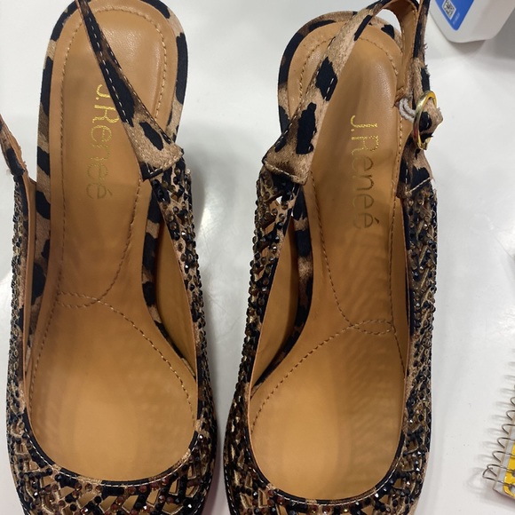 J.Renee’ brown black animal print kitten heel sling back shoes 8 New $99 - Picture 6 of 7